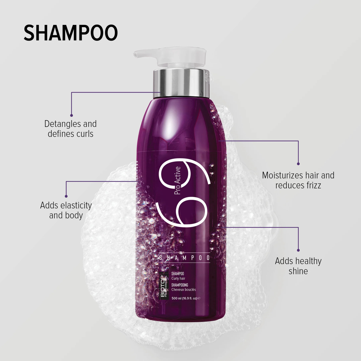 69 PRO ACTIVE - SHAMPOOING CHEVEUX BOUCLÉS