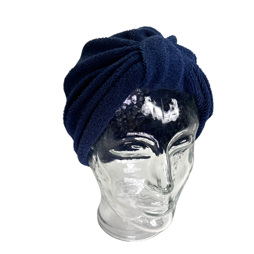 Bonnet Serviette-Bandeaux et foulards||Headbands and head scarves-FIRST LADY-Bleu marin-Gisèle produits de beauté