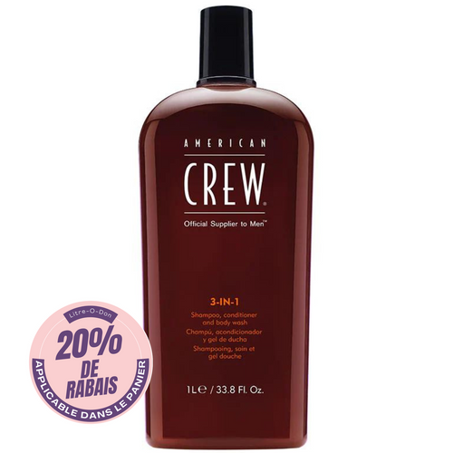 AMERICAN CREW_3-in-1 Shampoo - Shampooing, soin et gel douche_1L-_Gisèle produits de beauté