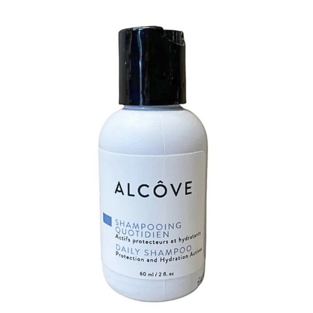 Alcove Shampooing quotidien, format 60ml, actifs protecteurs et hydratants.