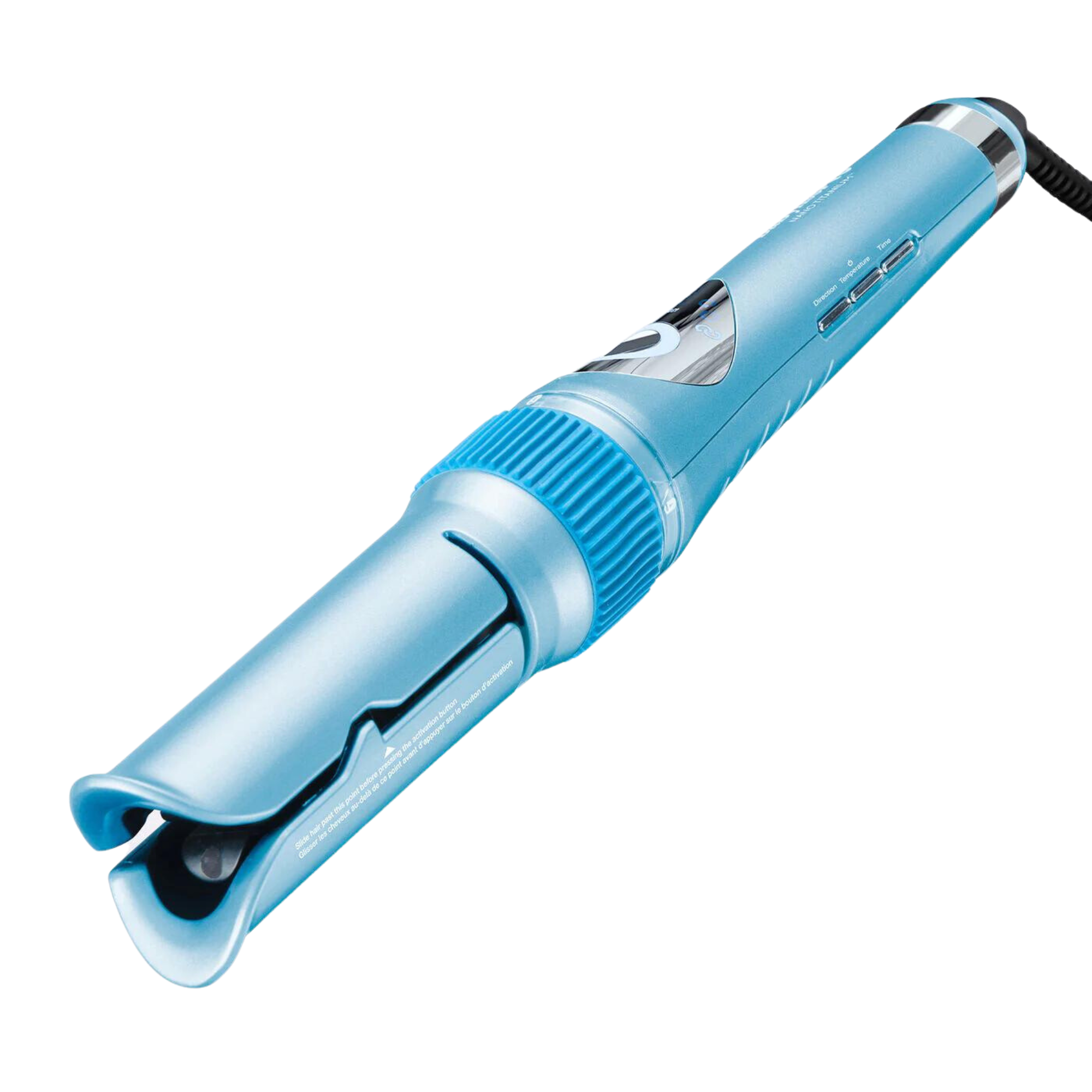 Boucleur automatique Nano Titanium bleu avec chambre de bouclage et boutons de réglage sur le manche