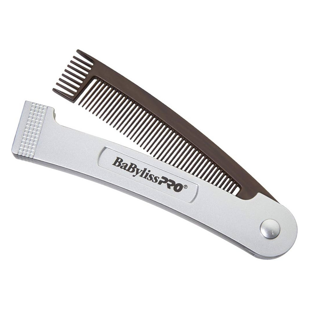 BABYLISS PRO_Peigne pliant 2-en-1 cheveux & barbe_Argent-_Gisèle produits de beauté