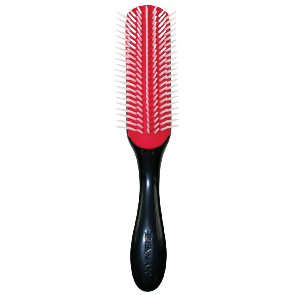 DENMAN_Brosse originale à 7 rangées_DE-3C-Noir & Rouge_Gisèle produits de beauté