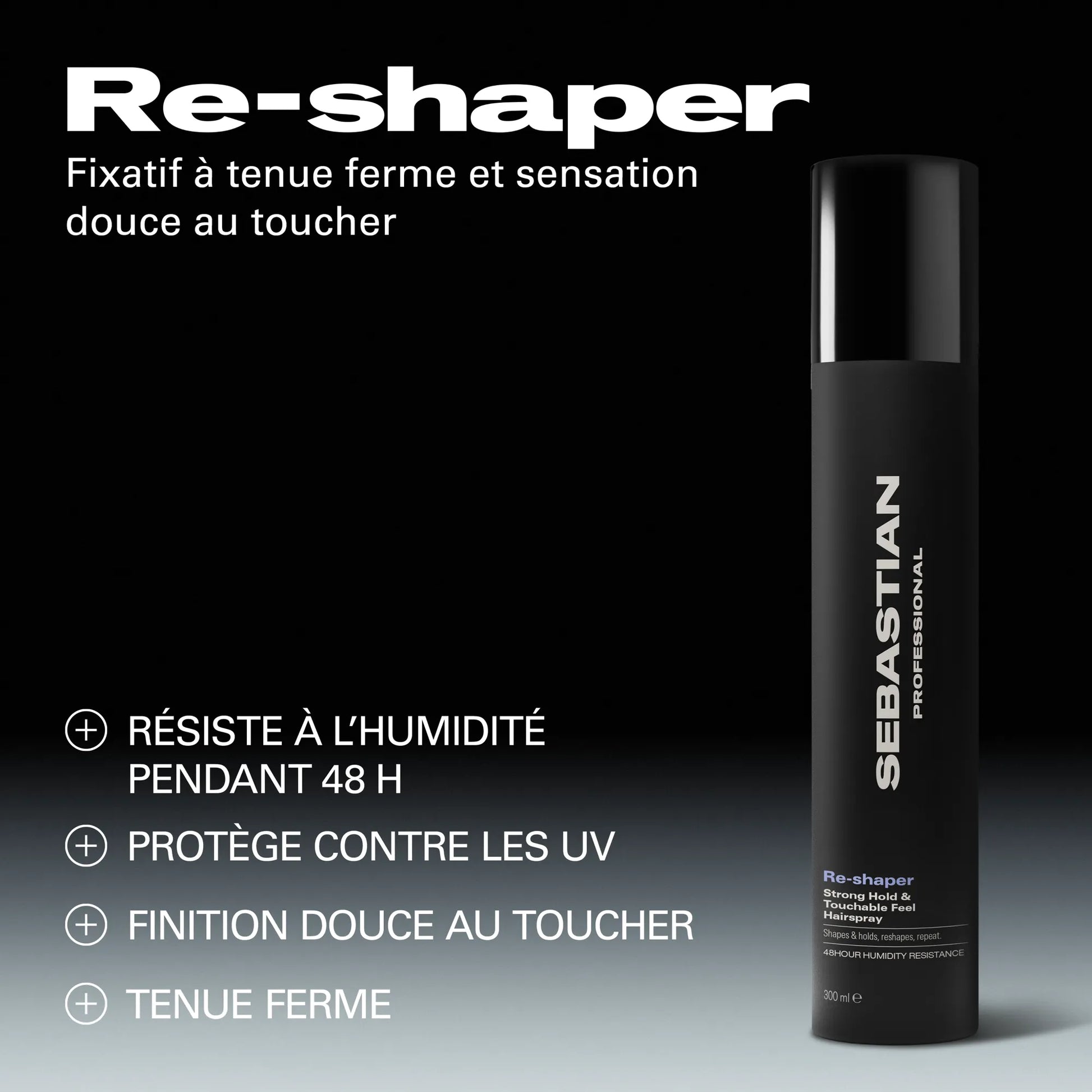 Sebastian Professional Re-shaper Laque Tenue Forte et Toucher Soyeux, 300 ml.