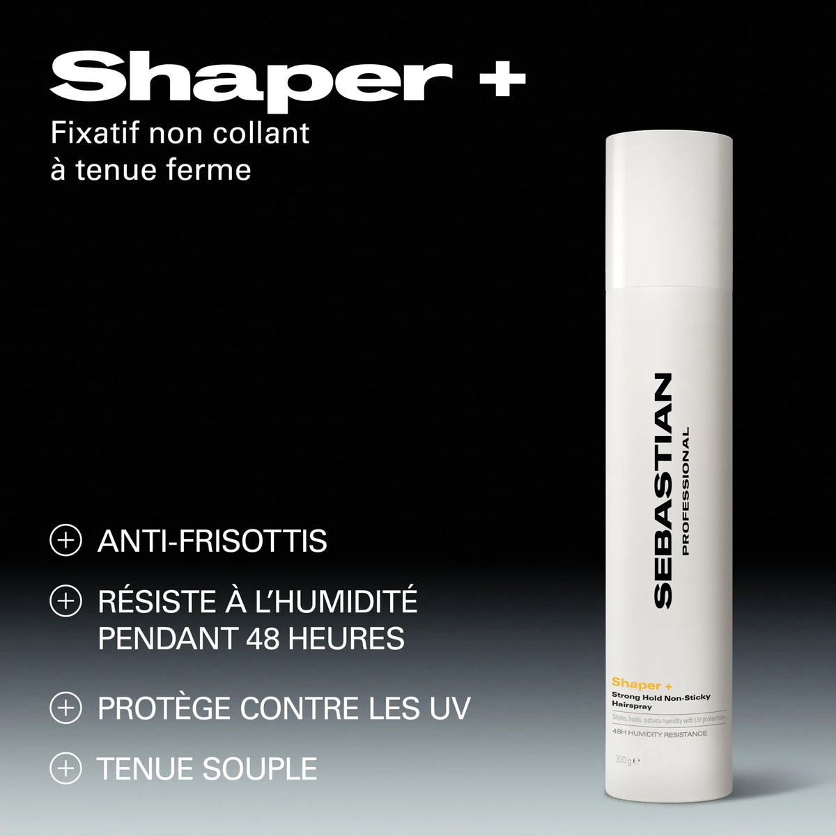 Sebastian Professional Shaper Plus+ Laque Tenue Forte Non Collante, 300 ml.
