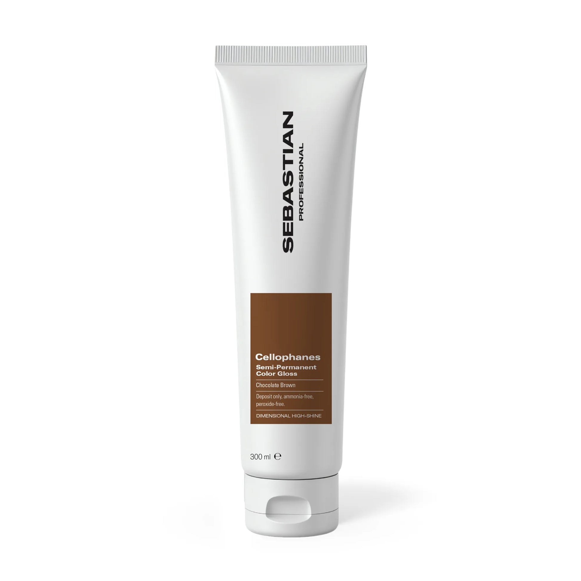 Traitement gloss couleur semi-permanent Sebastian Professional Cellophanes nuance Chocolate Brown, sans ammoniaque et sans peroxyde pour une brillance élevée et un renforcement des cheveux 300ml.