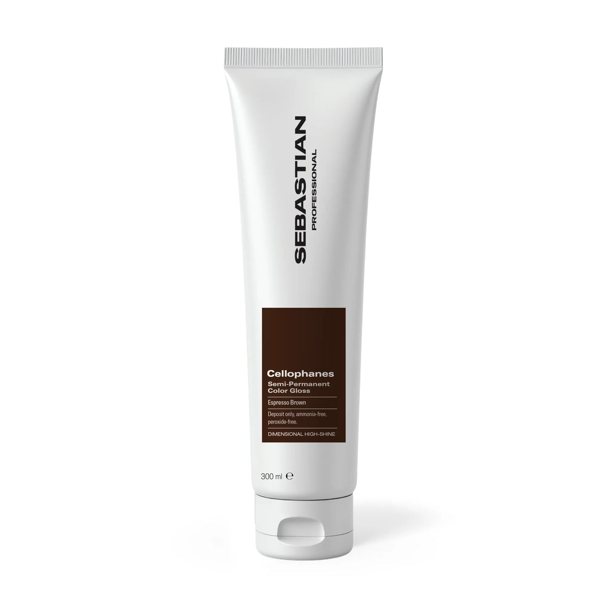 Traitement gloss couleur semi-permanent Sebastian Professional Cellophanes nuance Expresso Brown, sans ammoniaque et sans peroxyde pour une brillance élevée et un renforcement des cheveux 300ml.