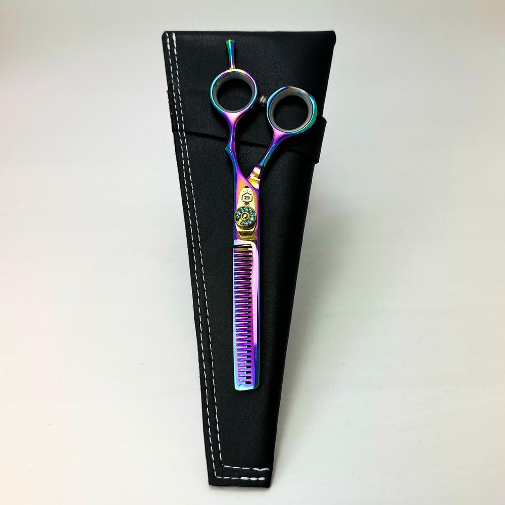 Rainbow Pink - Ciseau à amincisseur-Ciseaux & lames||Scissors & Blades-EZ SCISSORS-Rainbow-Droitier-6''-Gisèle produits de beauté