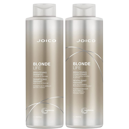 Duo Joico Blonde Life format 1L, Shampooing Ravivant pour nourrir et illuminer, Revitalisant ravivant pour une hydratation illuminante et de la douceur.