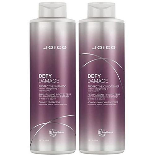Duo Joico  Defy Damage format 1L, Shampooing protecteur et Revitalisant protecteur pour renforcer les liaisons et prolonger la durée de la couleur.