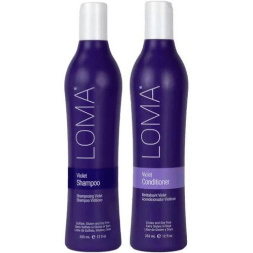 Loma Duo Shampooing et Revitalisant  Violet, sans sulfate, ni gluten, ni soya, format 355ml.