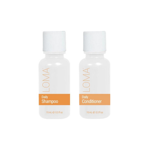 Loma Mini shampooing et revitalisant quotidien, format 15ml.