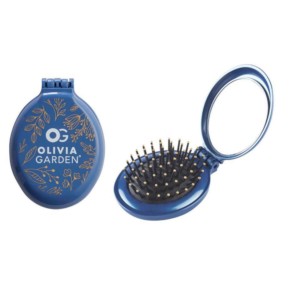 OLIVIA GARDEN_Holiday Duo - Brosse miroir de poche_Bleu minuit-_Gisèle produits de beauté