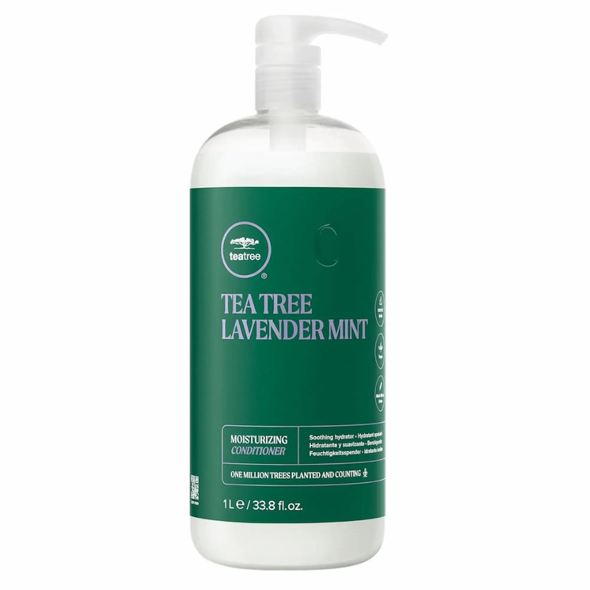 Bouteille verte de 1L du revitalisant hydratant tea tree lavender mint de la marque Paul Mitchell.
