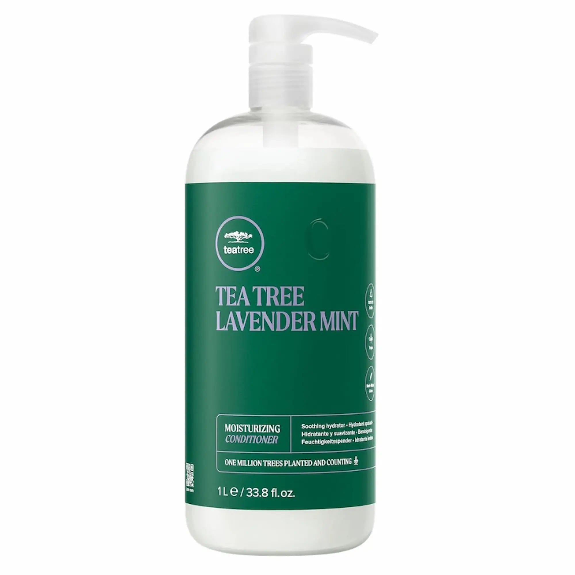 Bouteille verte de 1L du revitalisant hydratant tea tree lavender mint de la marque Paul Mitchell.