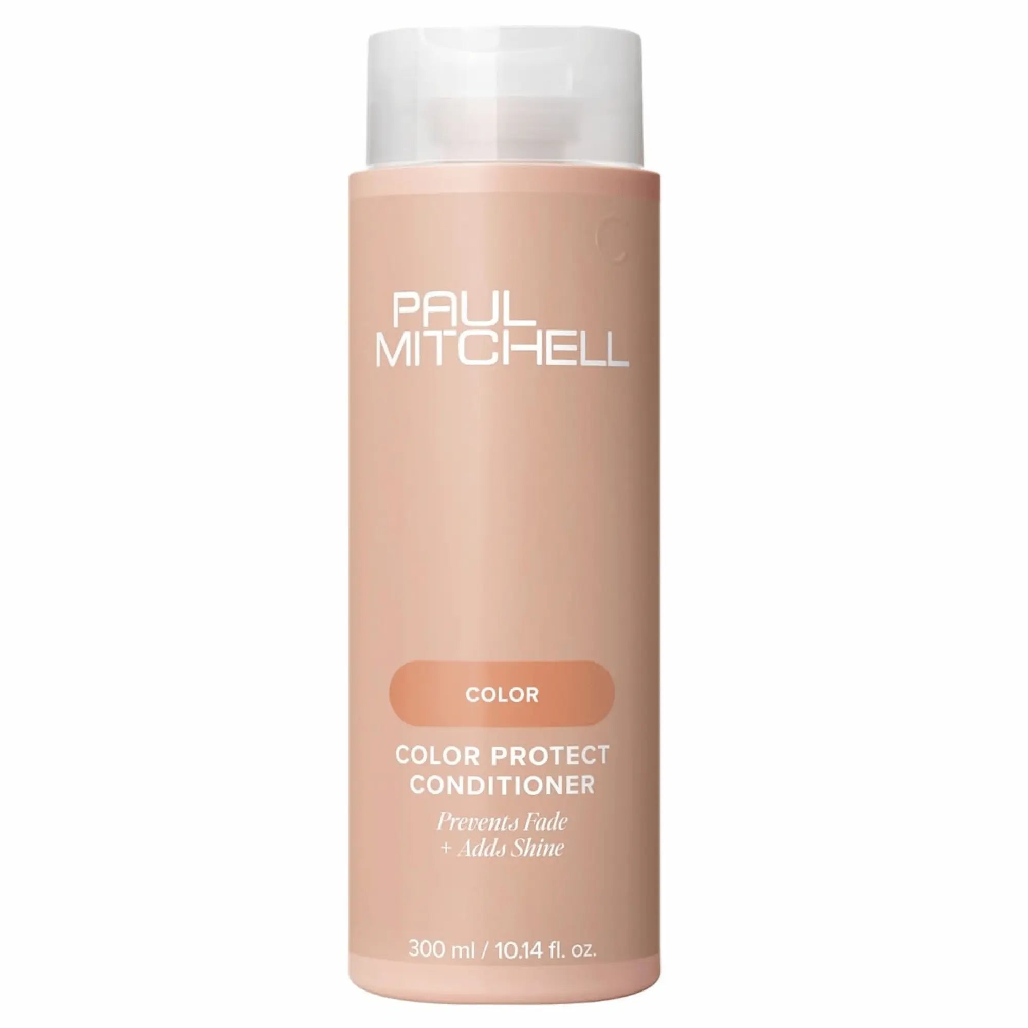 Bouteille de revitalisant Paul Mitchell Color Protect 1L: couleur beige-rosé avec bouchon blanc, pour protéger la couleur, démêler et ajouter de la brillance.