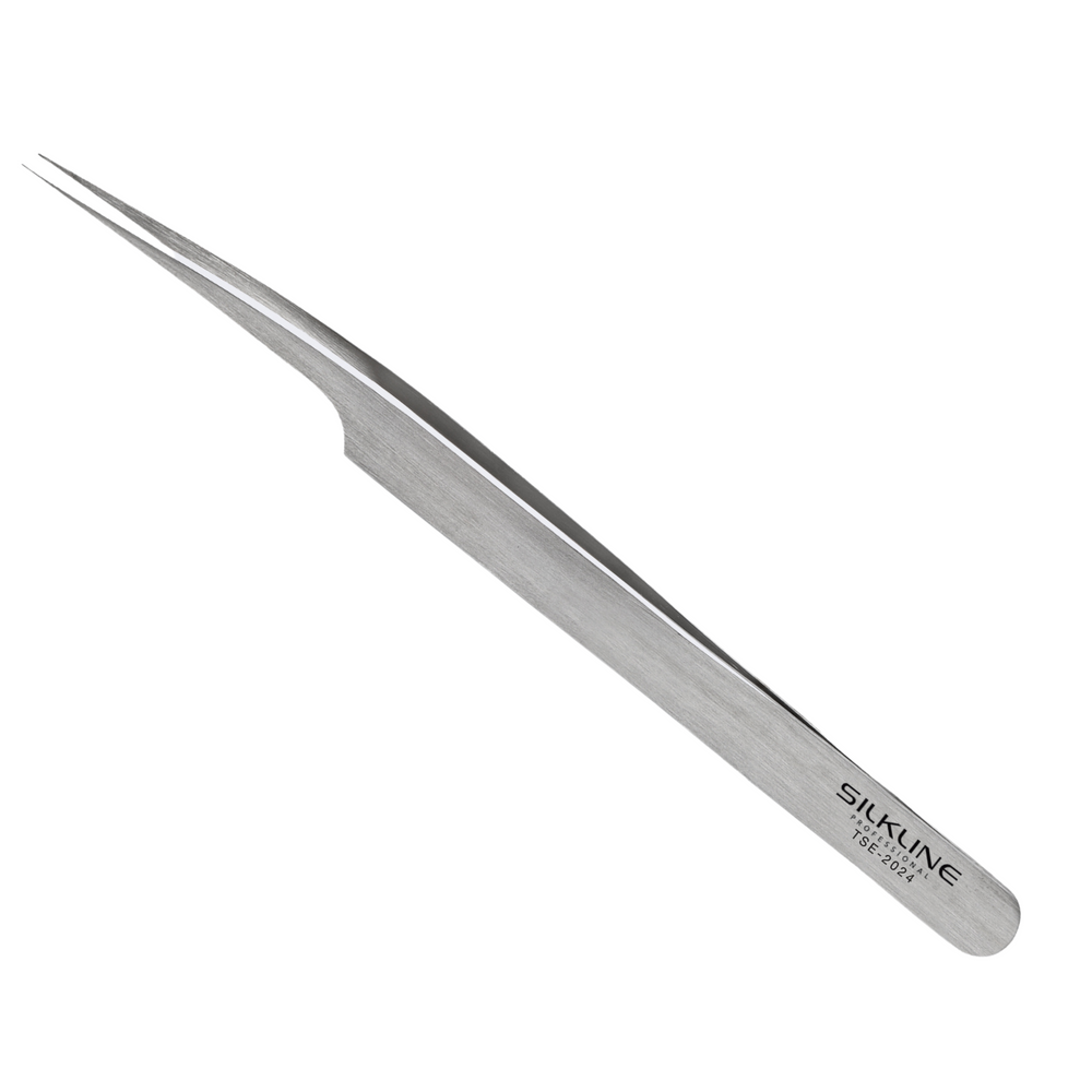 Pince pour appliquer les cils en acier inoxydable-Adhésif à cils, pinces, et dissolvants||Lash Adhesive, Tweezers and Remover-SILKLINE-Gisèle produits de beauté