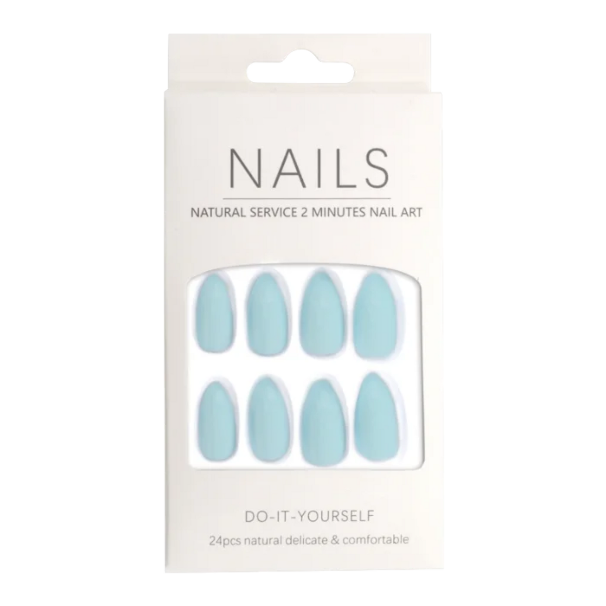 Press-On Nails - Prothèse ongles-Outils et accessoires d'ongles||Nails, Tools and Accessories-ONGLES D'OR-24 unités-Amande-Bleu ciel-Gisèle produits de beauté
