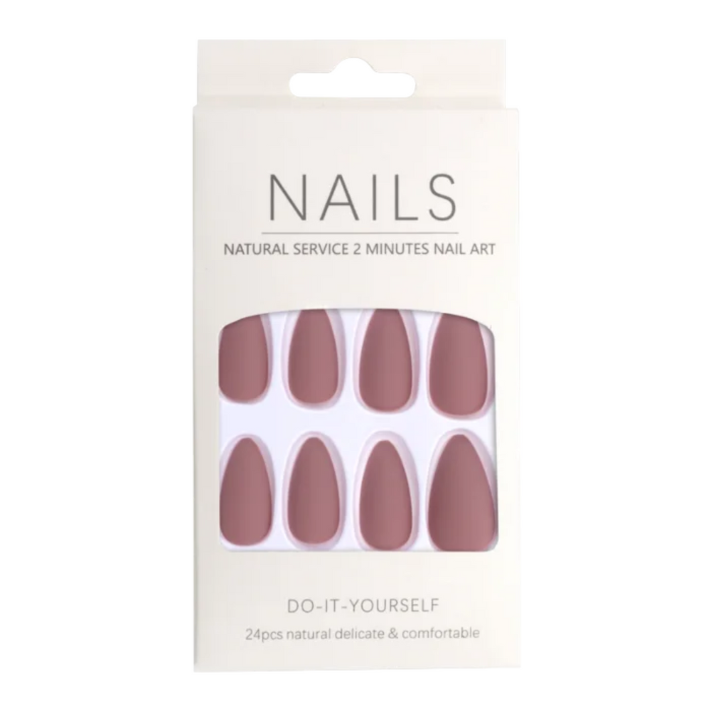 Press-On Nails - Prothèse ongles-Outils et accessoires d'ongles||Nails, Tools and Accessories-ONGLES D'OR-24 unités-Amande-Vieux rose mat-Gisèle produits de beauté