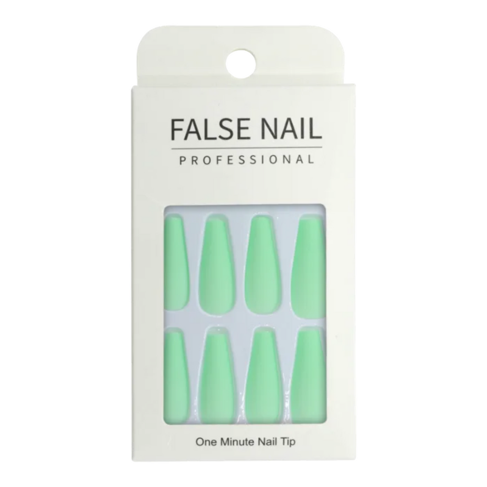 Press-On Nails - Prothèse ongles-Outils et accessoires d'ongles||Nails, Tools and Accessories-ONGLES D'OR-24 unités-Ballerine-Vert mat-Gisèle produits de beauté