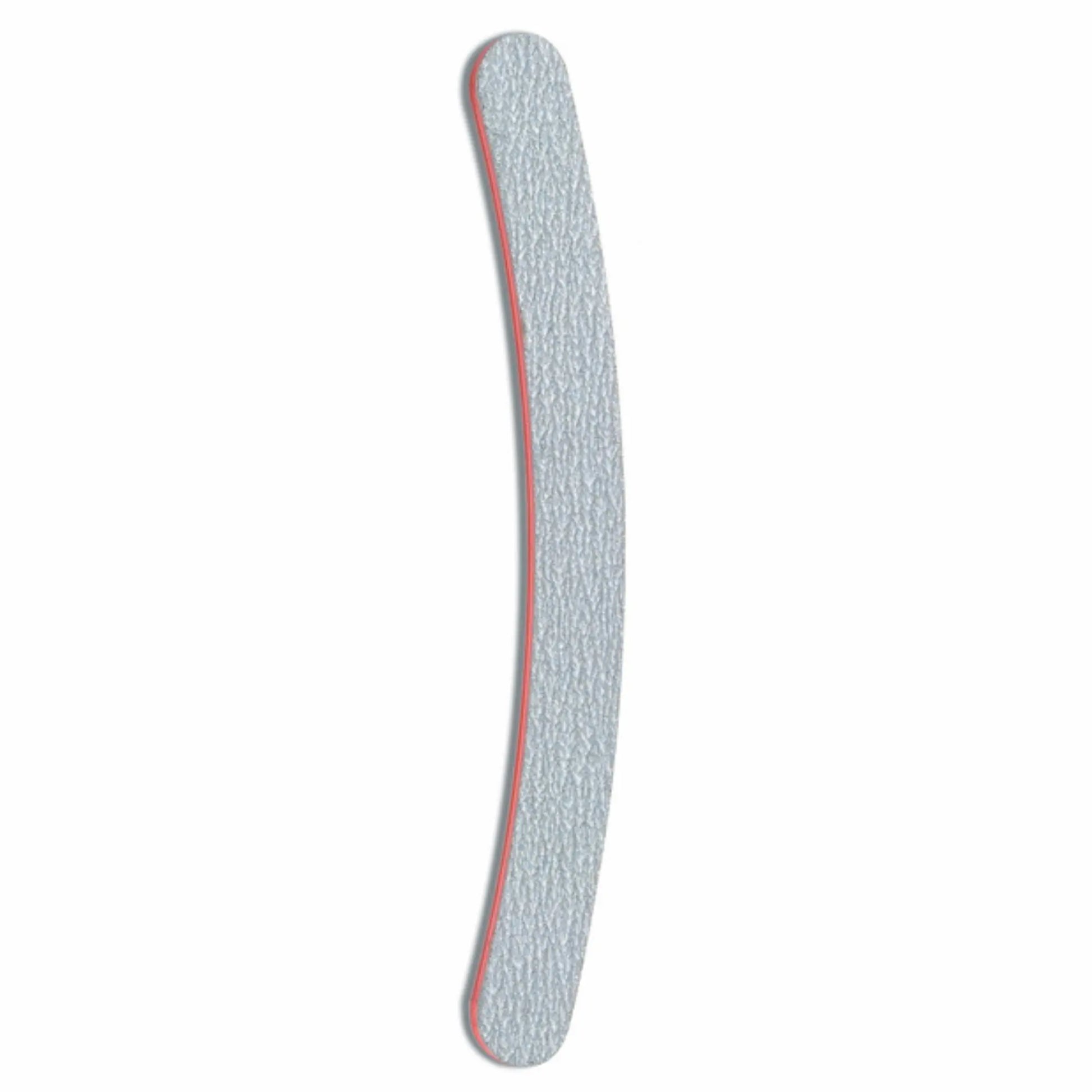 Mini lime à ongle zébrée Silkline grises et roses pour manucure et pédicure professionnelle hygiénique sur fond blanc.