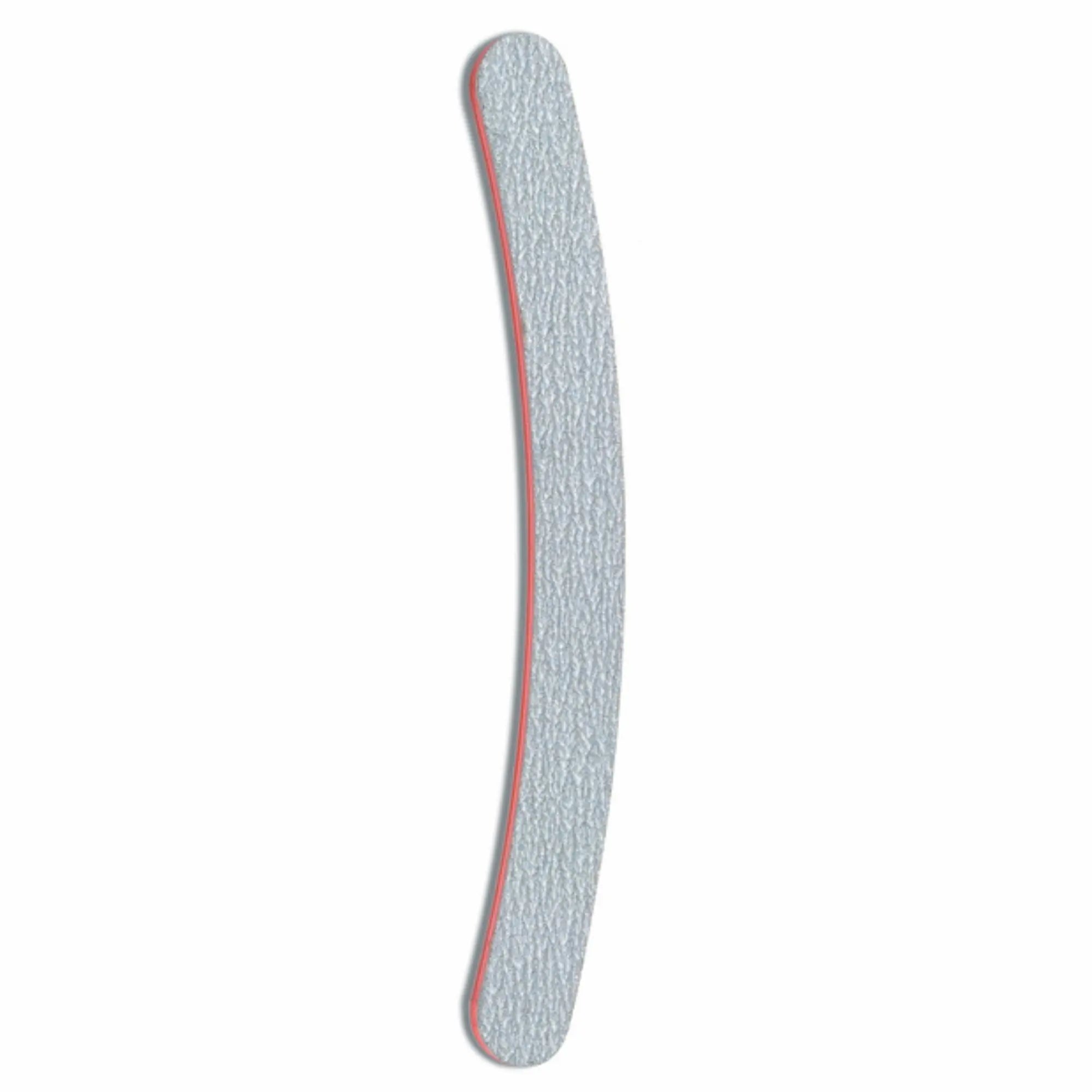 Mini lime à ongle zébrée Silkline grises et roses pour manucure et pédicure professionnelle hygiénique sur fond blanc.
