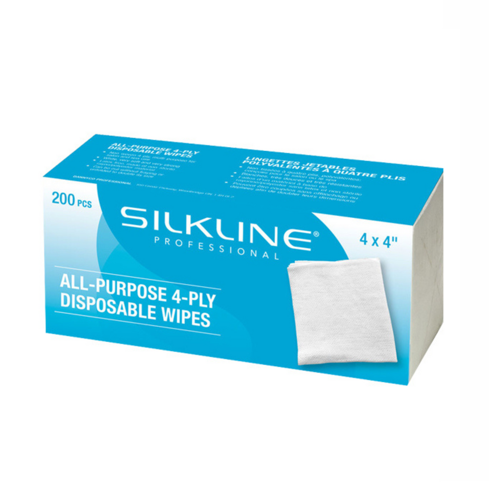 SILKLINE_Lingettes polyvalentes à quatres plis_200 pcs-4 X 4 po_Gisèle produits de beauté