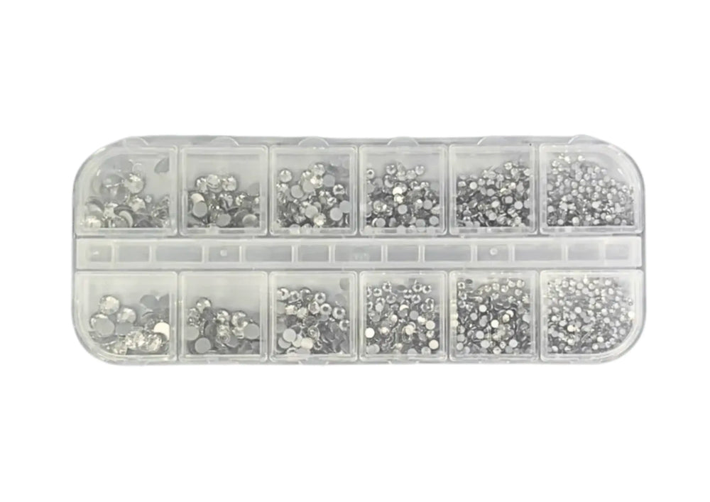 ENSEMBLE NAIL ART PIERRES RONDES ARGENT 6 TAILLES