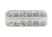 ENSEMBLE NAIL ART PIERRES RONDES ARGENT 6 TAILLES