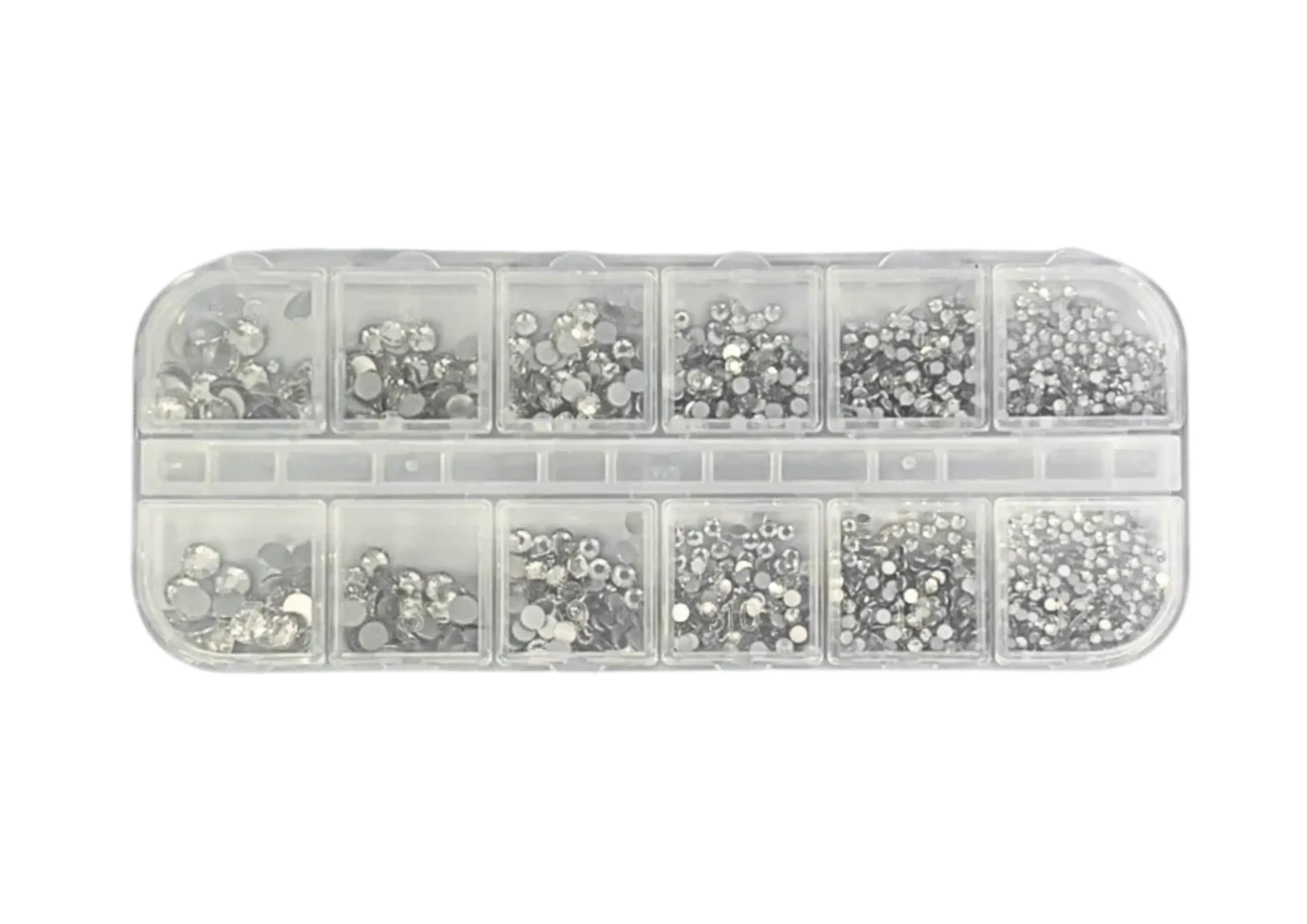 ENSEMBLE NAIL ART PIERRES RONDES ARGENT 6 TAILLES
