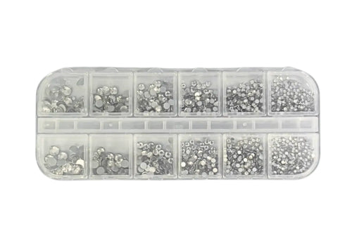 ENSEMBLE NAIL ART PIERRES RONDES ARGENT 6 TAILLES