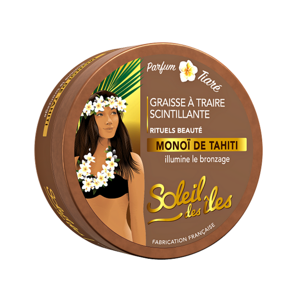 Graisse à traire scintillante pot FPS 0 Monoï de Tahiti-Protection solaire||Sun Protection-SOLEIL DES ÎLES-150ml-Gisèle produits de beauté