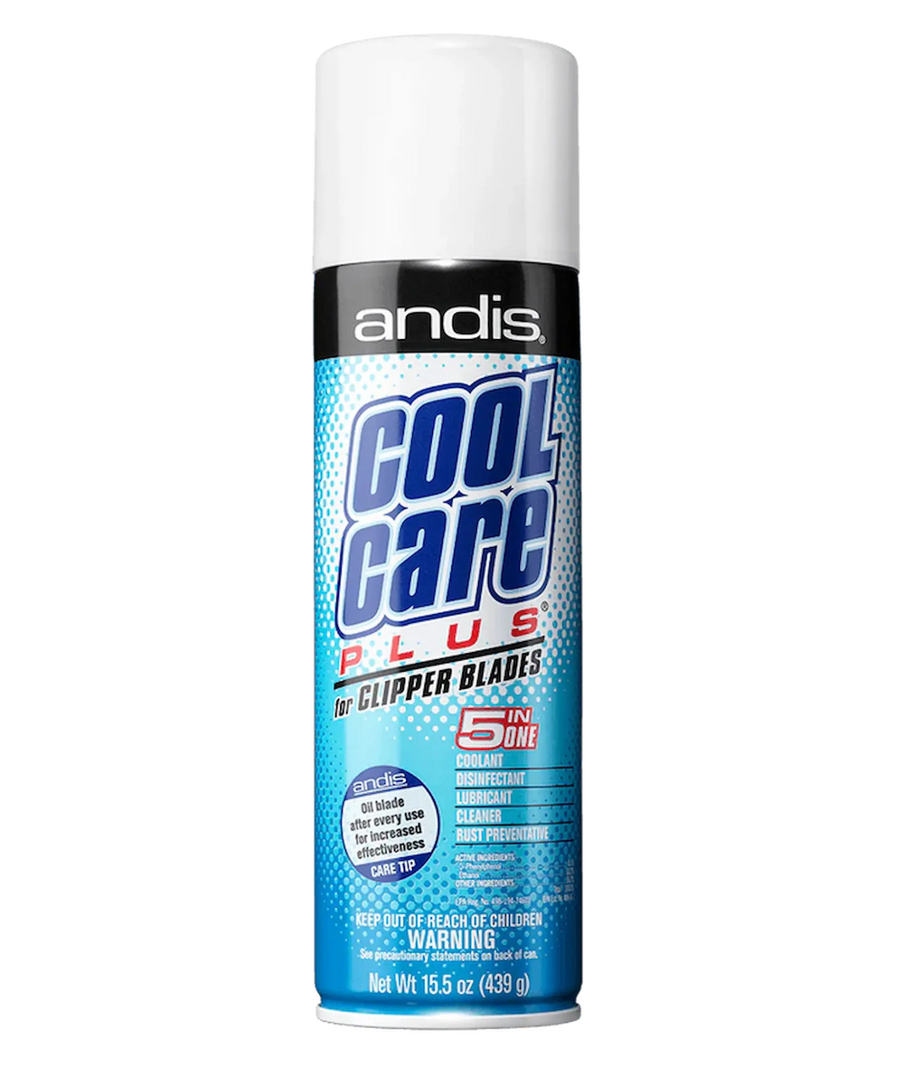 Une canette aérosol de nettoyant Andis Cool Care Plus 5-en-1 pour lames de tondeuse.
