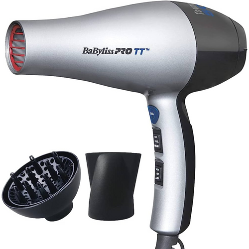 BABYLISS PRO_BaByliss PRO TT - Sèche cheveux tourmaline et céramique, bec et diffuseur inclus_Gris-_Gisèle produits de beauté