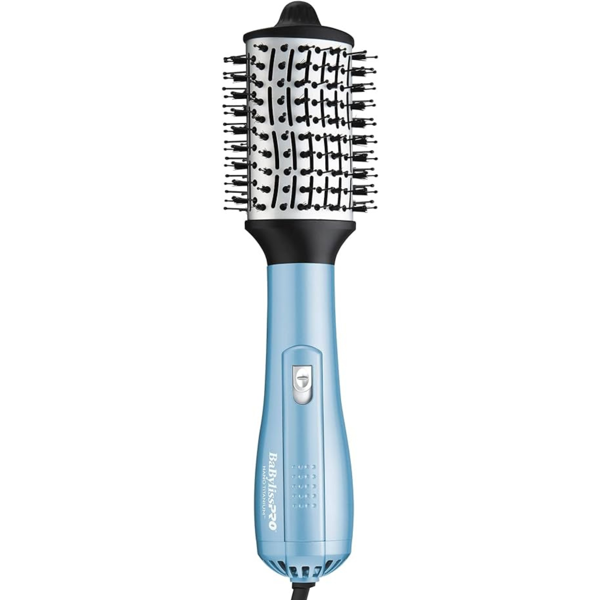 Brosse à air chaud ionique ovale BaBylissPRO Nano Titanium : outil pour sécher et coiffer en une étape, ajoutant volume et brillance.