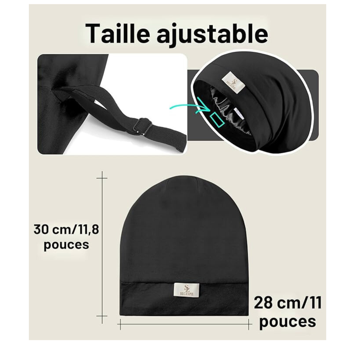 BONNET EN SATIN  POUR DORMIR