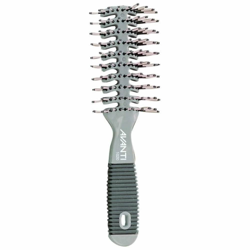 Grande brosse-araignée noire avec structure ventilée et picots espacés à pointes perlées pour un séchage rapide et un démêlage doux.