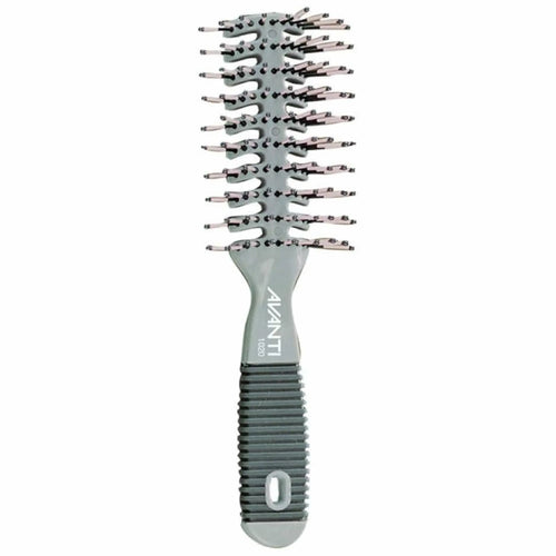 Grande brosse-araignée noire avec structure ventilée et picots espacés à pointes perlées pour un séchage rapide et un démêlage doux.