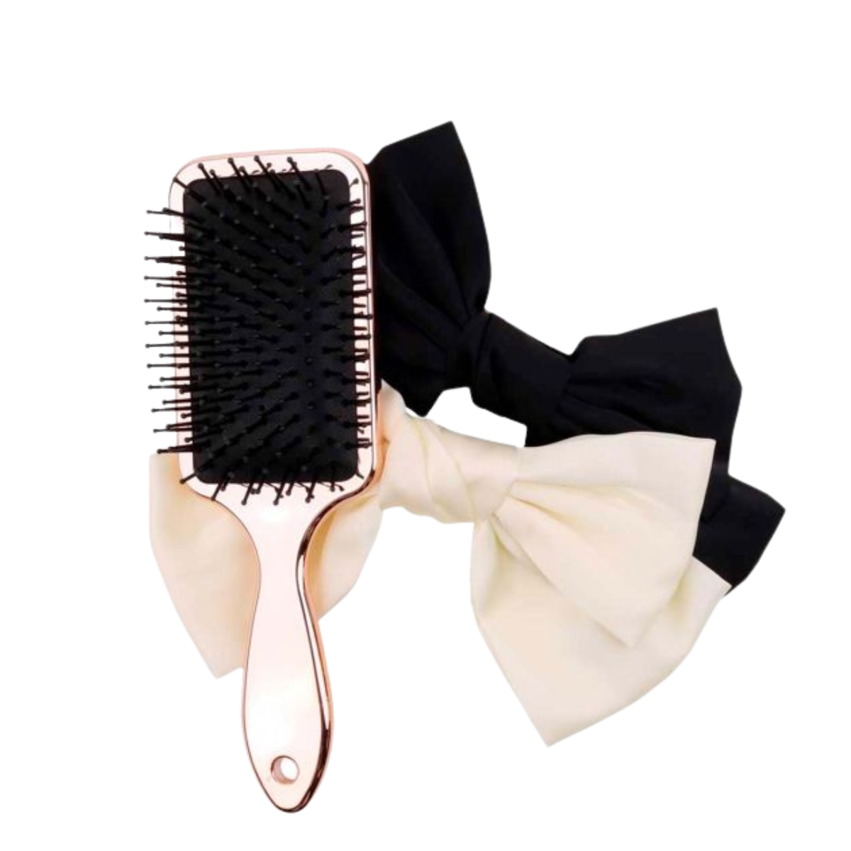 DELUXE CHROME BRUSH WITH SCRUNCHIES FOR HAIR