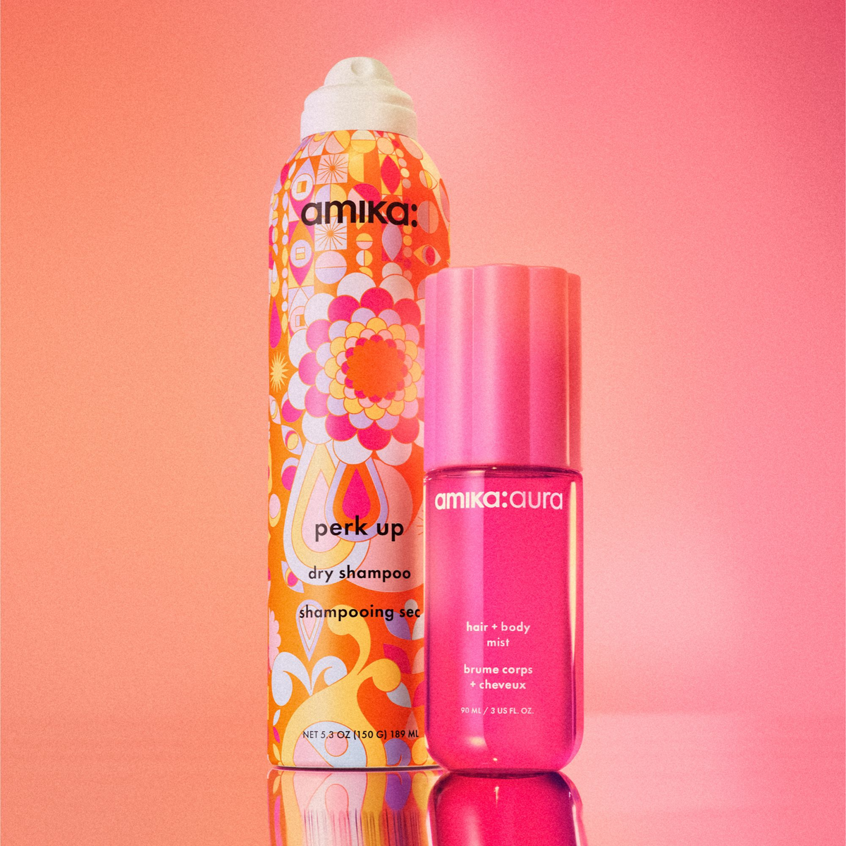 Brume parfumée amika Aura pour cheveux et corps, édition limitée Miami Nectar au parfum d'ananas et coco, flacon vaporisateur esthétique.