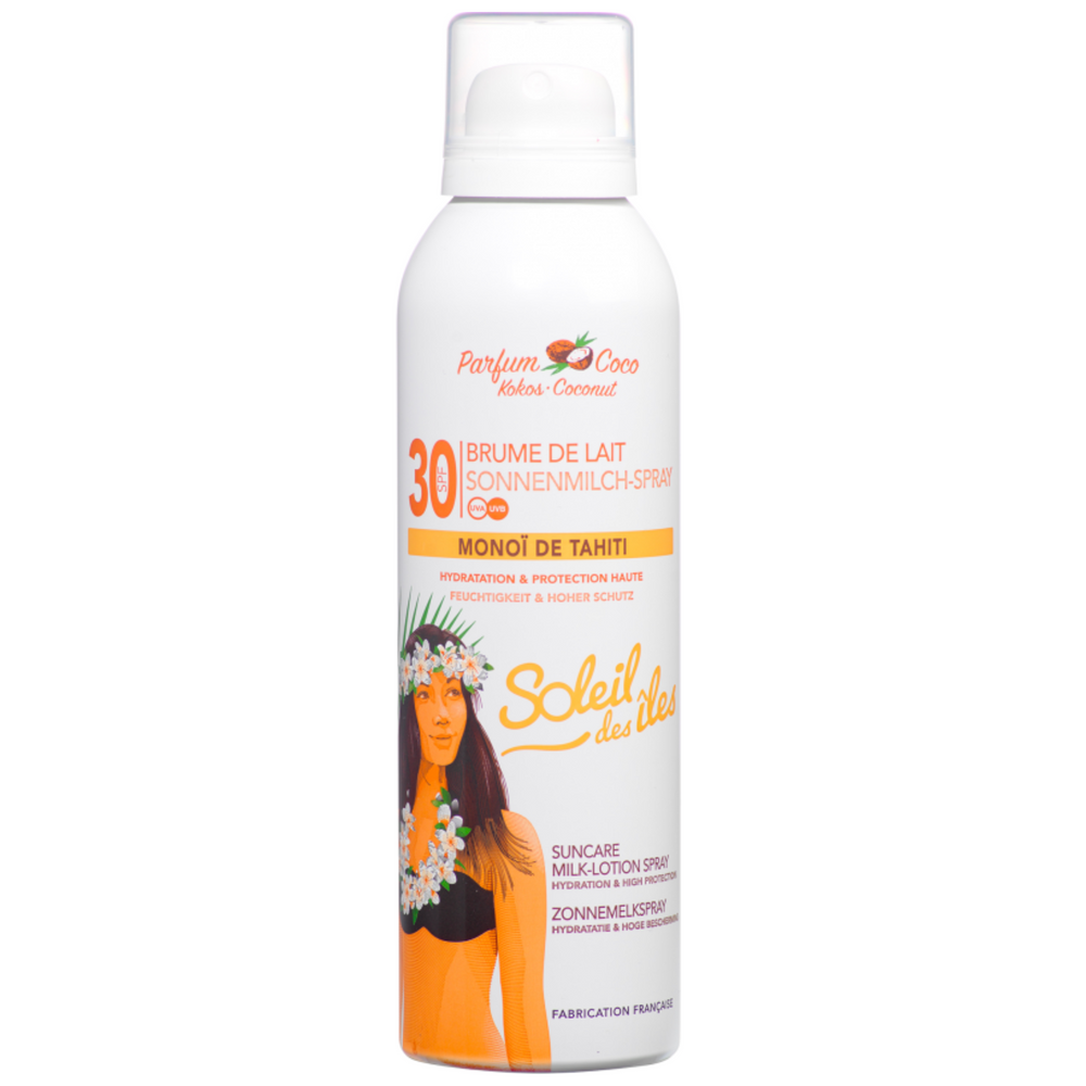 SOLEIL DES ÎLES_Brume de lait de coco au MonoÏ de Tahiti_150ml-30FPS_Gisèle produits de beauté