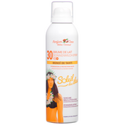 Brume de lait solaire Soleil des Iles au Monoï de Tahiti et Coco, disponible en variantes FPS 30, fabrication française.