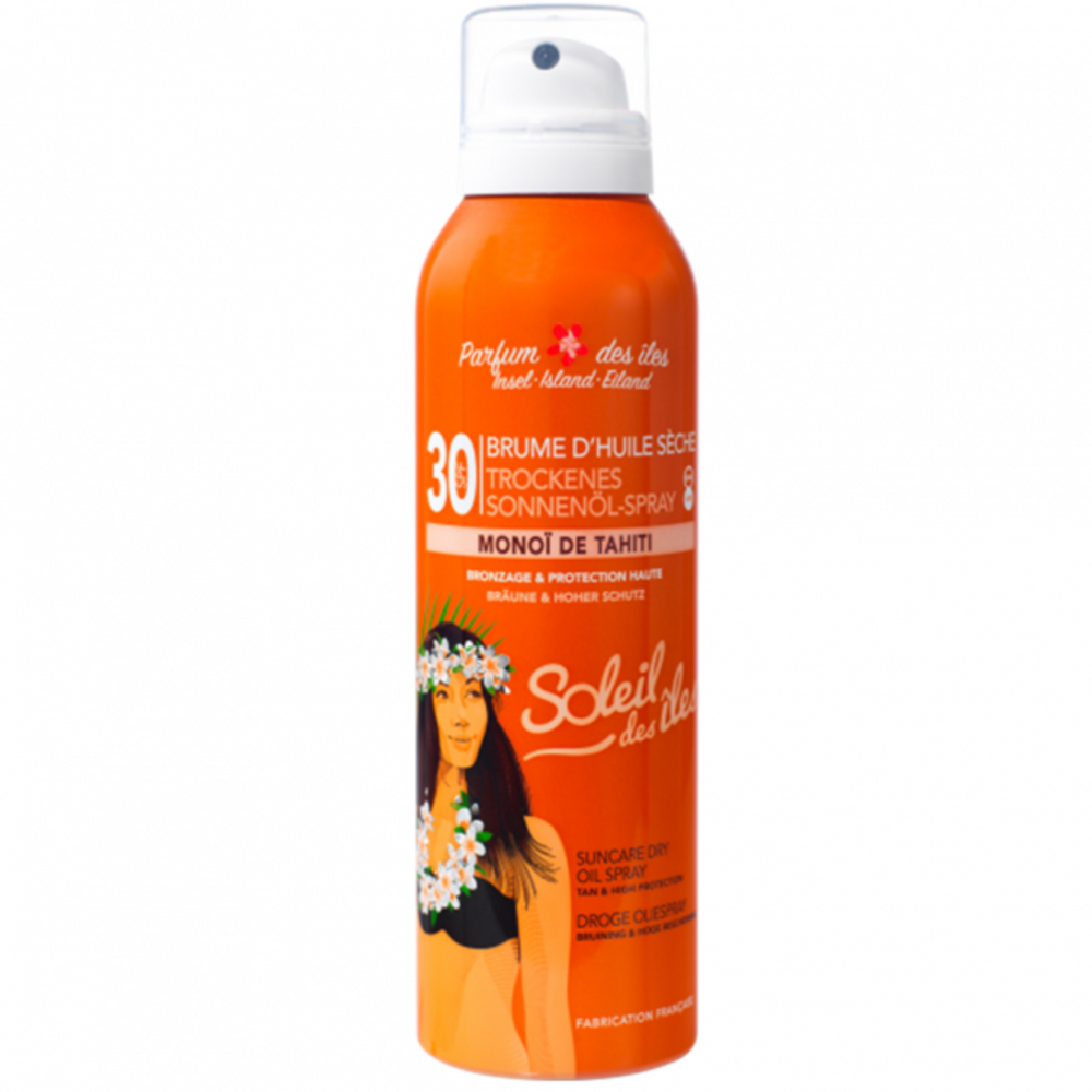 SOLEIL DES ÎLES_Brume solaire d'huile sèche SPF 30_200ml-_Gisèle produits de beauté