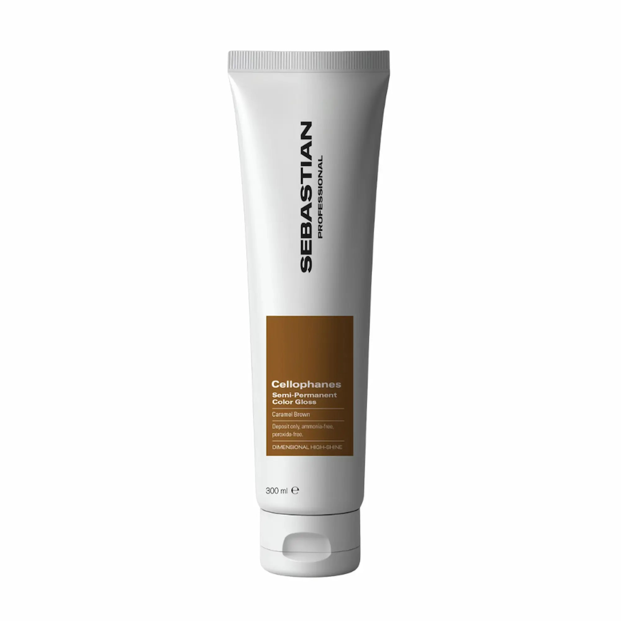 Traitement gloss couleur semi-permanent Sebastian Professional Cellophanes nuance Caramel Brown, sans ammoniaque et sans peroxyde pour une brillance élevée et un renforcement des cheveux 300ml.