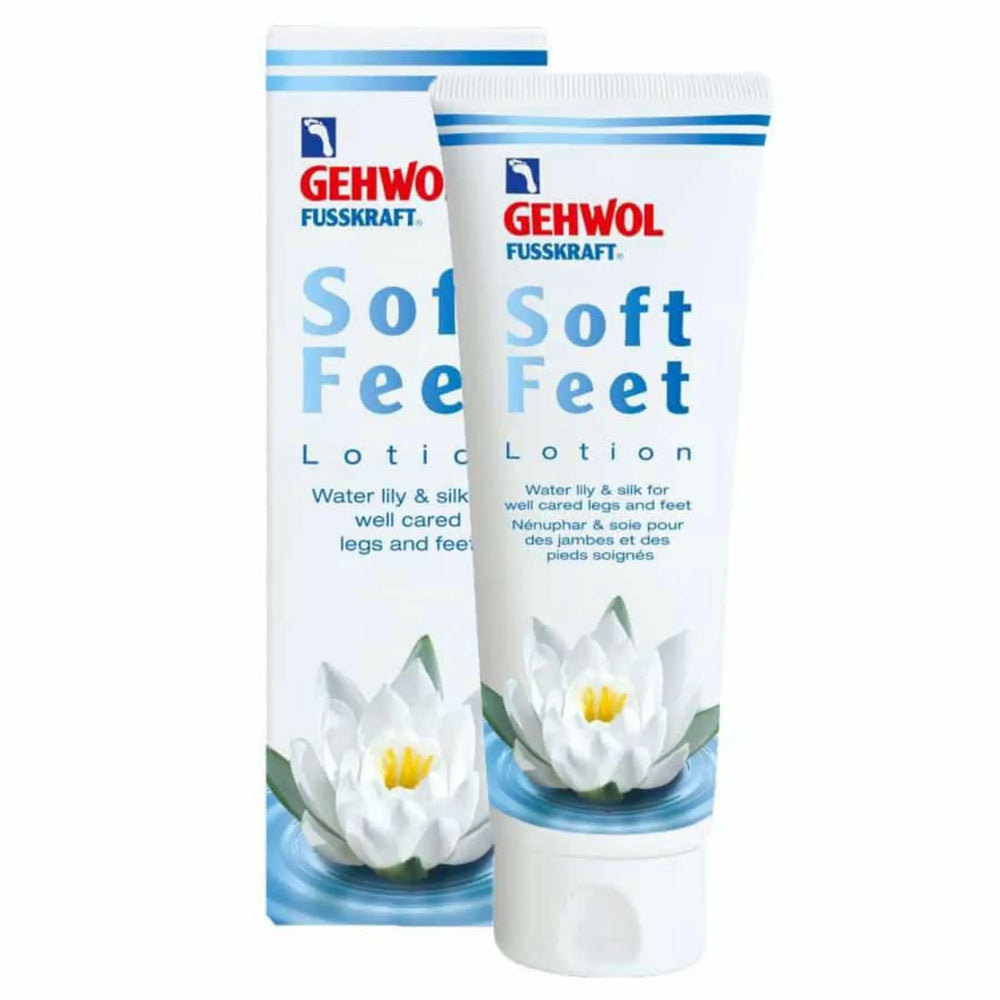 Flacon de lotion pieds Gehwol Fusskraft Soft Feet Nénuphar et Soie 125 ml