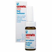 Flacon compte-gouttes Gehwol Med Émollient d'ongle 15 ml pour assouplir les cuticules et prévenir les ongles incarnés, fond blanc.