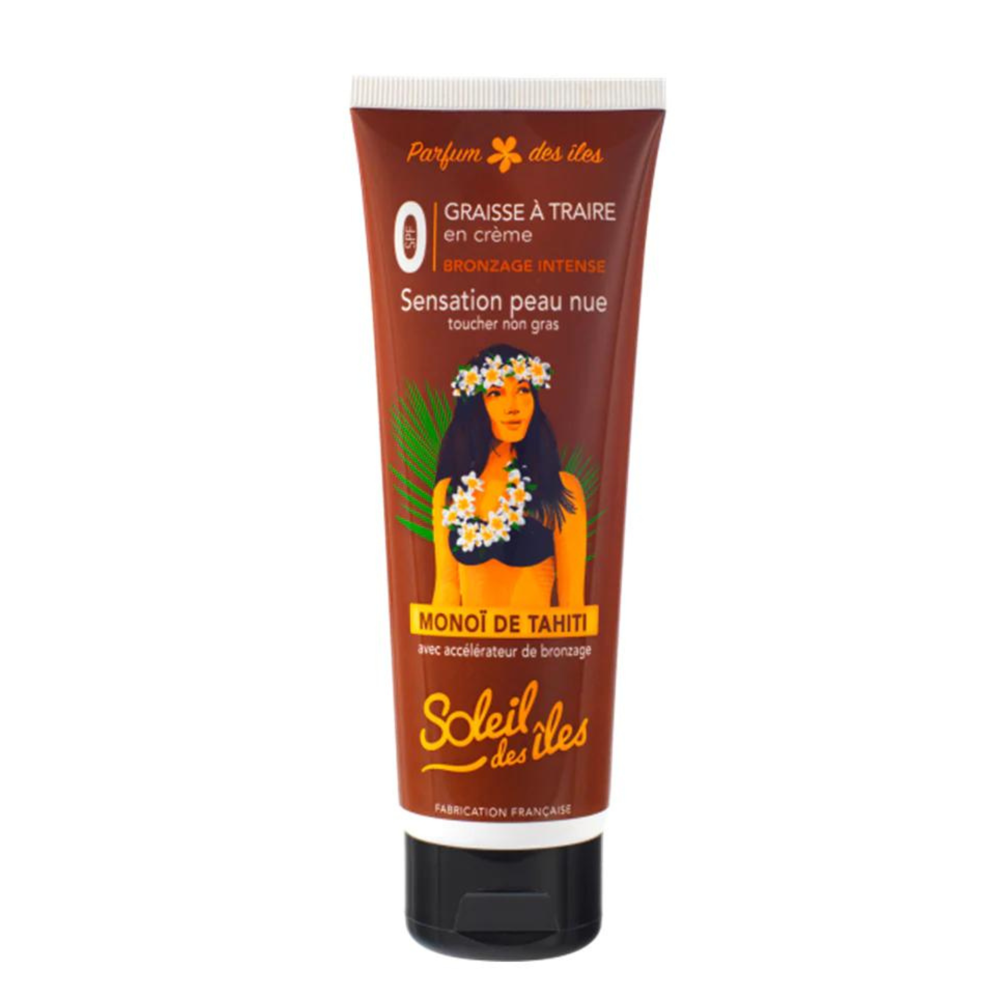 Pot de graisse à traire Ultra Bronzage Peau Nue au Monoï de Tahiti FPS 0, texture innovante pour un bronzage intense sans effet gras.