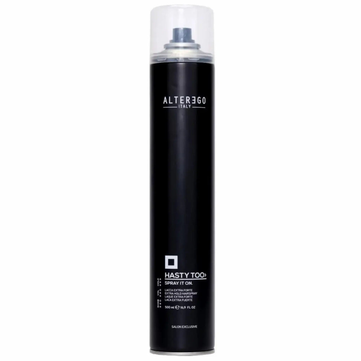 ALTER EGO_Hasty Too - Spray it on laque extra forte_500ml-_Gisèle produits de beauté