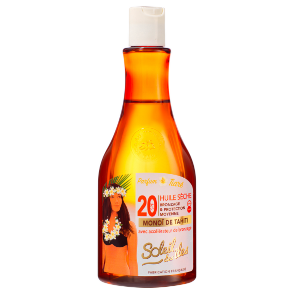 SOLEIL DES ÎLES_Huile + accélérateur au Monoï de Tahiti_150ml-20FPS_Gisèle produits de beauté