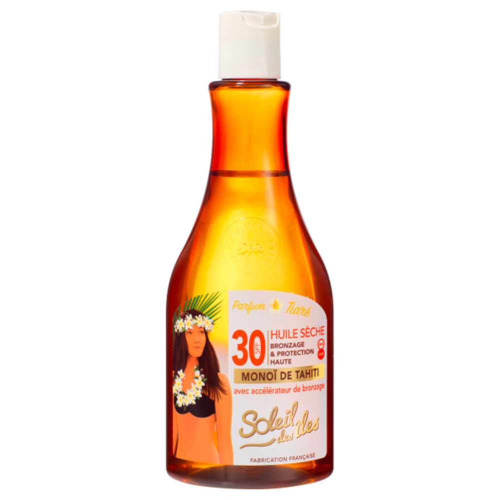 SOLEIL DES ÎLES_Huile + accélérateur au Monoï de Tahiti_150ml-30FPS_Gisèle produits de beauté